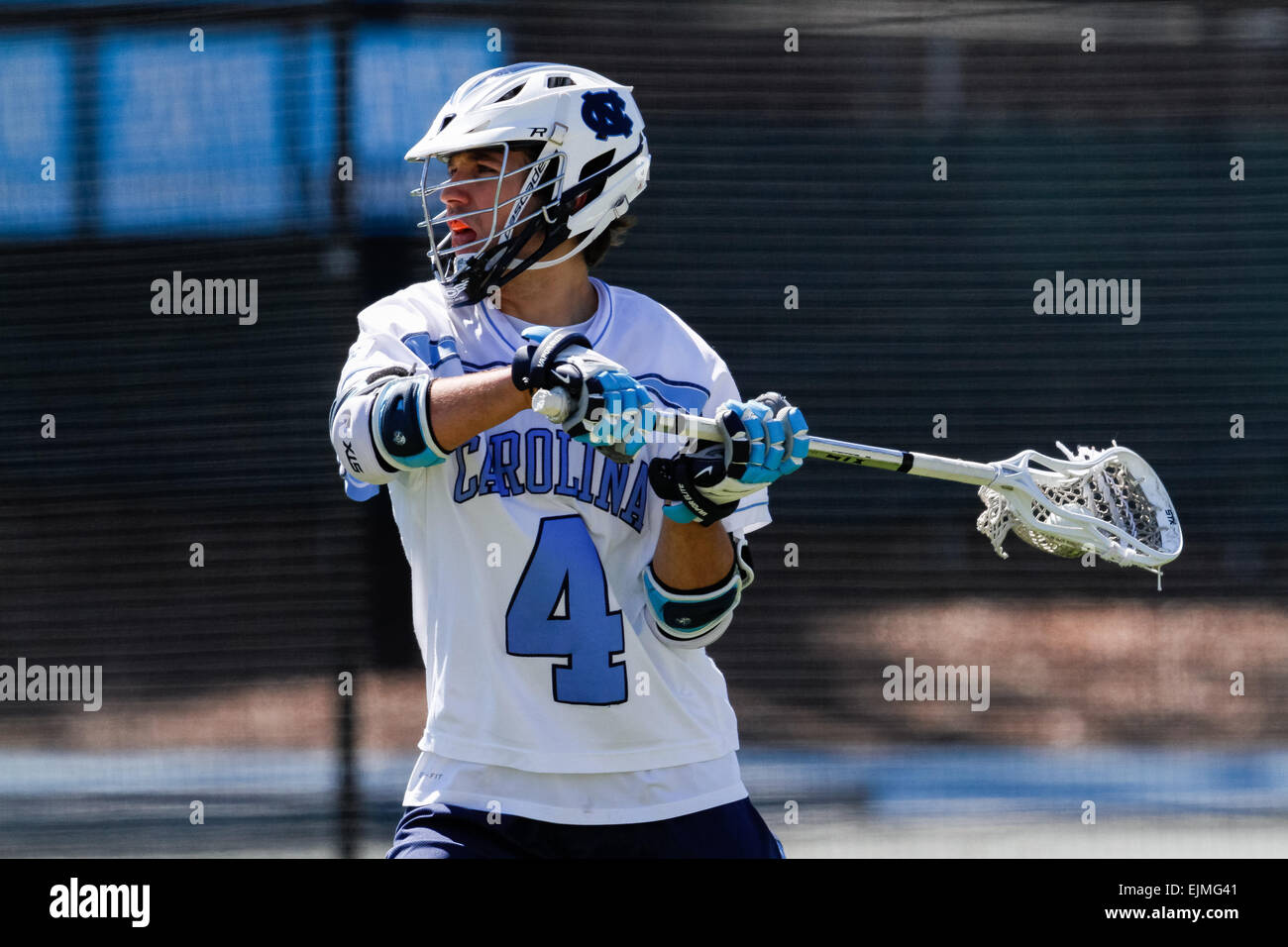 Chapel Hill, North Carolina, USA. 29th Mar, 2015. North Carolina Tar Heels Jimmy  Bitter (4) during ACC Lacrosse action between the Duke Blue Devils and the  Carolina Tar Heels at Fetzer Field