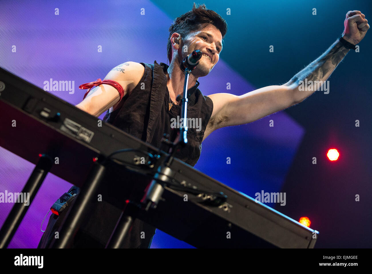 Milan, Italy. 28th March, 2015. The Irish pop rock band THE SCRIPT performs  live at Mediolanum