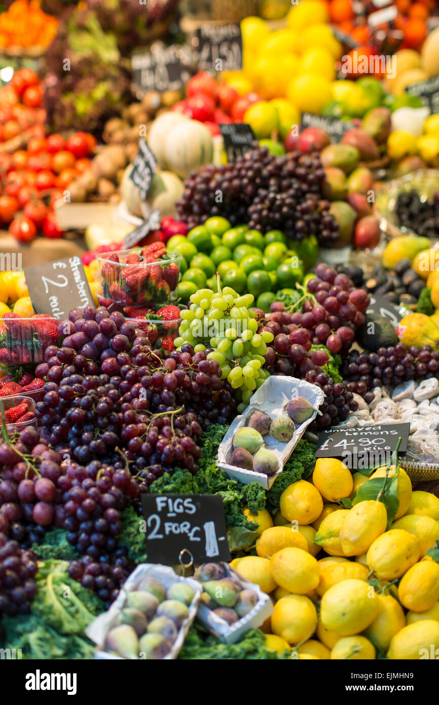Fruit and vegetables stand, Borough Market, London Stock Photo Alamy
