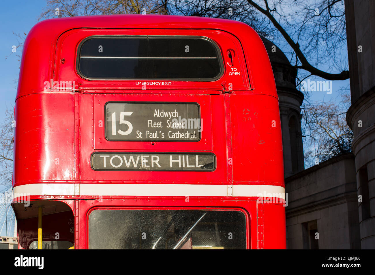 Vintage red double-decker bus, London Stock Photo