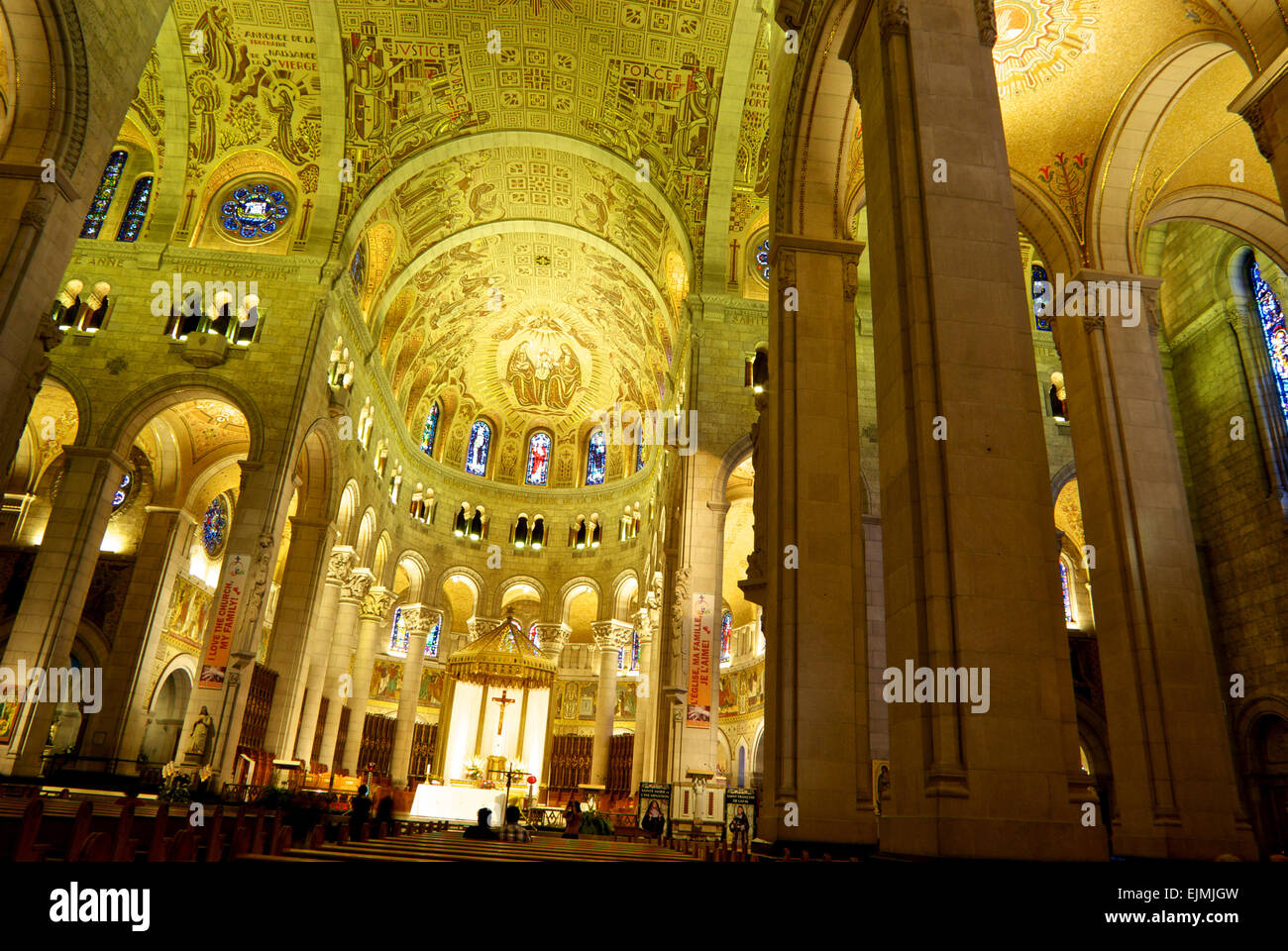 High ceiling Interior Ste Anne de Beaupre Basilica Stock Photo