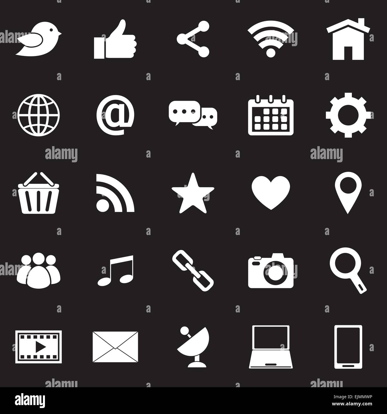 Social media icons on black background, stock vector Stock Vector Image