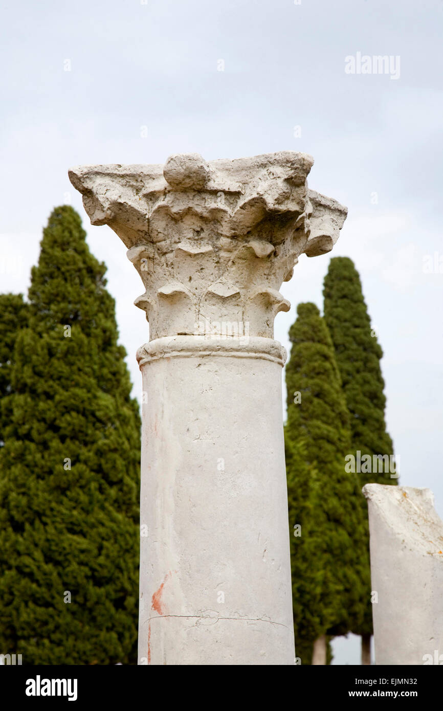 A colon with a currant in the antic Roman town of Italica close to Seville in Spain Stock Photo