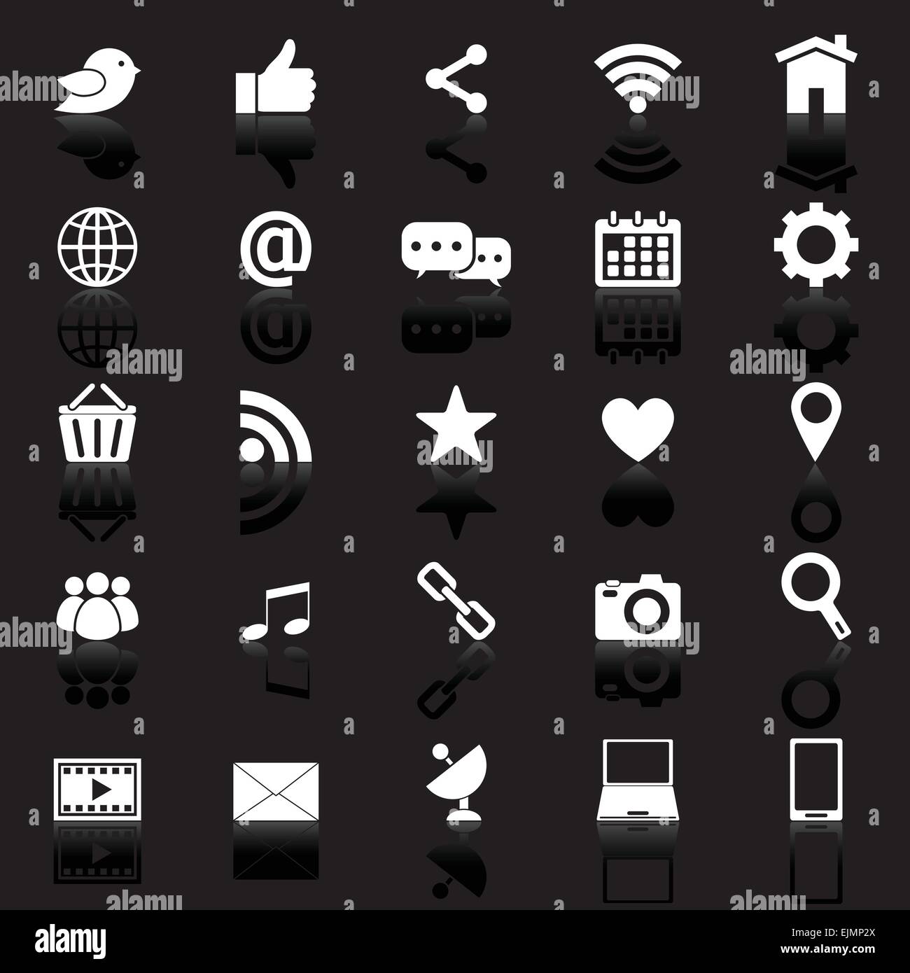 Social media icons with reflect on black background, stock vector Stock ...