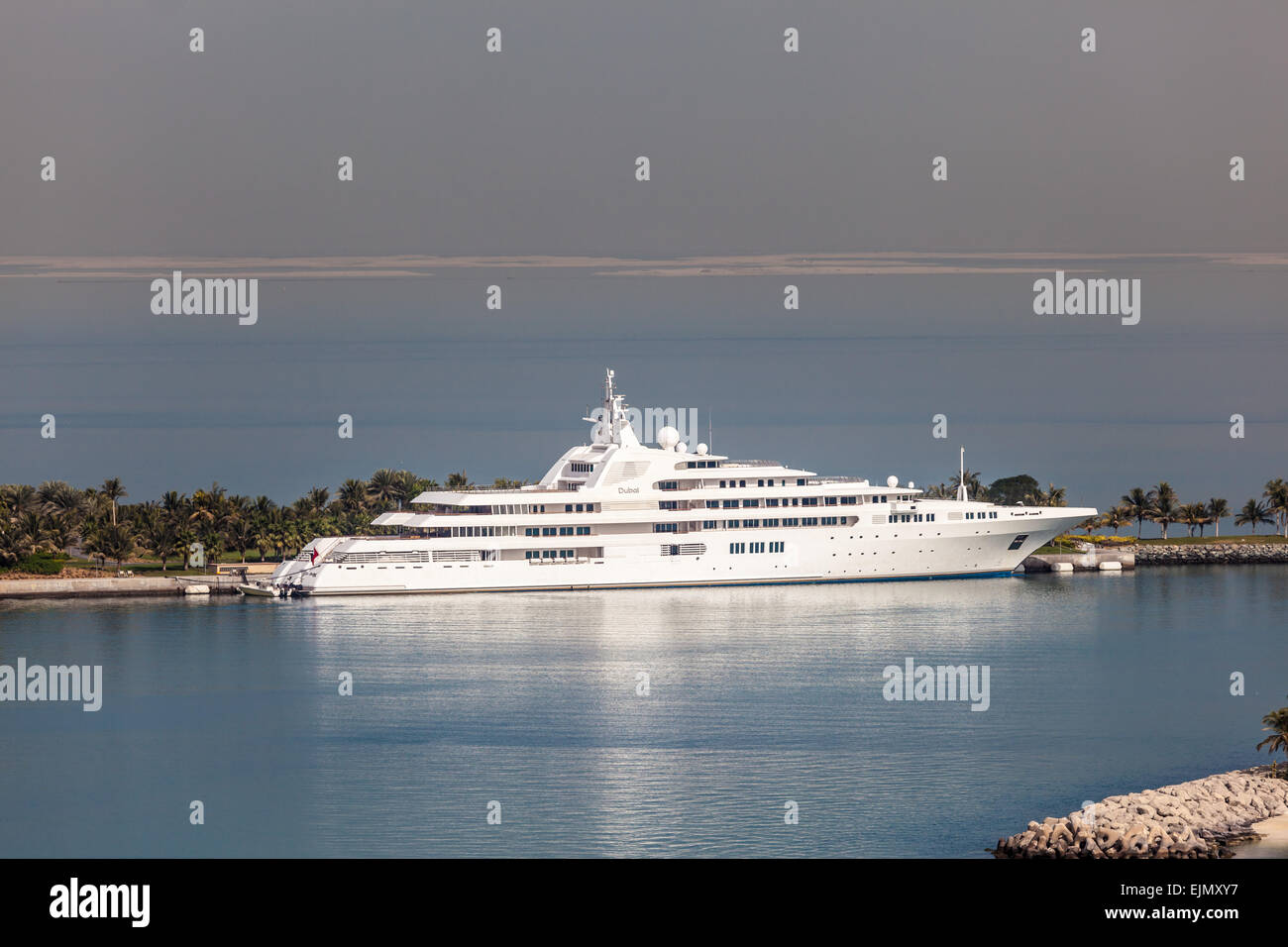 Dubai - the luxury yacht of Sheikh Mohammed bin Rashid Al Maktoum, the ruler of Dubai. Stock Photo