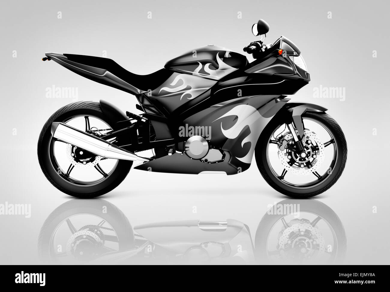 Studio Shot of Black Motor Cycle Stock Photo - Alamy