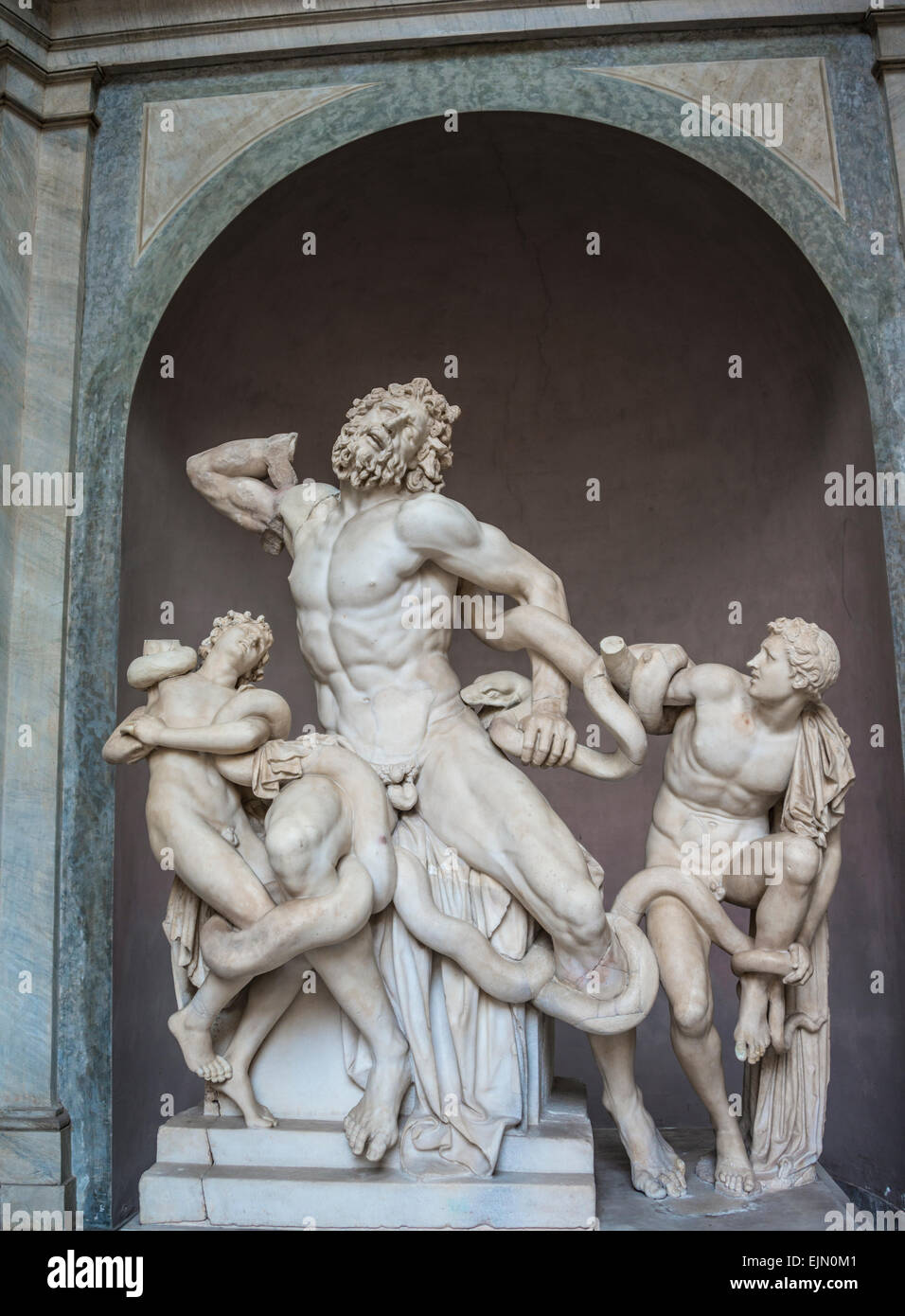 Laocoön and His Sons, Hagesandros, Polydorus and Athanadoros from Rhodes, Cortile Ottagono, Vatican Museums, Vatican, Italy Stock Photo