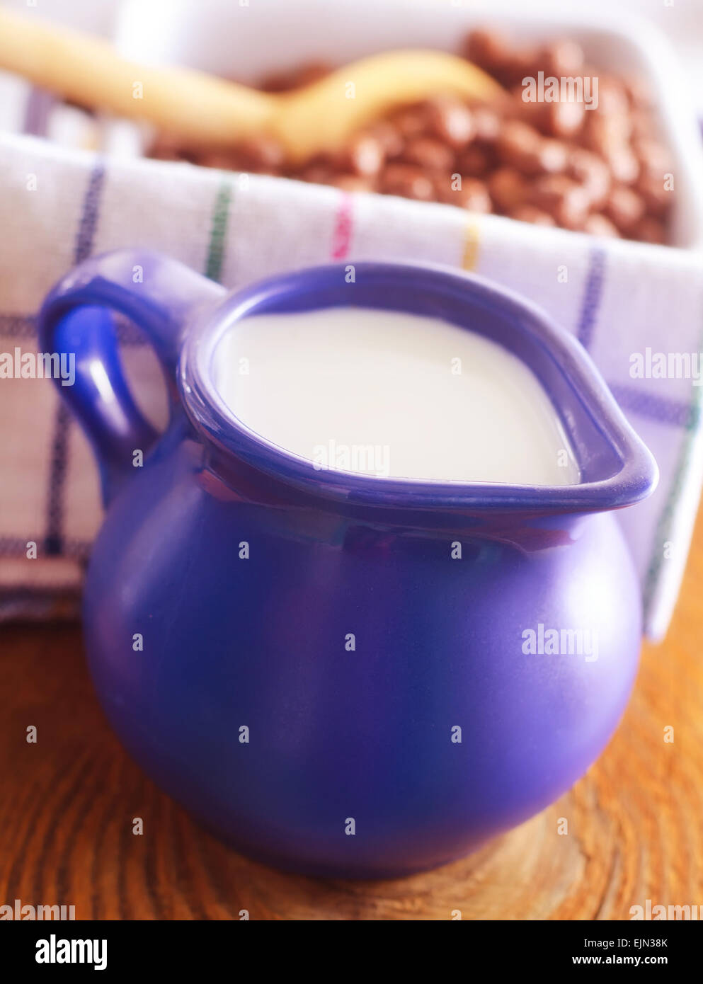 Dry breakfast and fresh milk in the jug Stock Photo Alamy