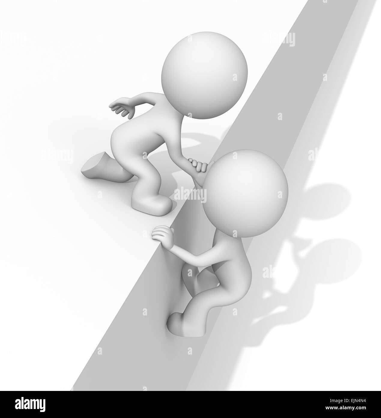 Helping hand. The dude 3D character helping hands. Hard shadow. Stock Photo