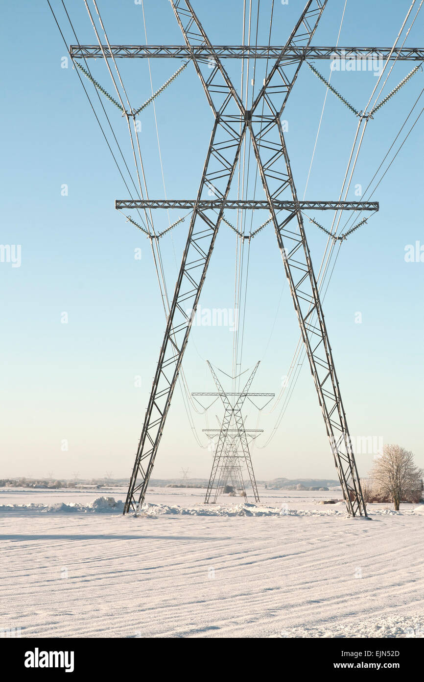 Power pylons winter landscape hi-res stock photography and images - Alamy