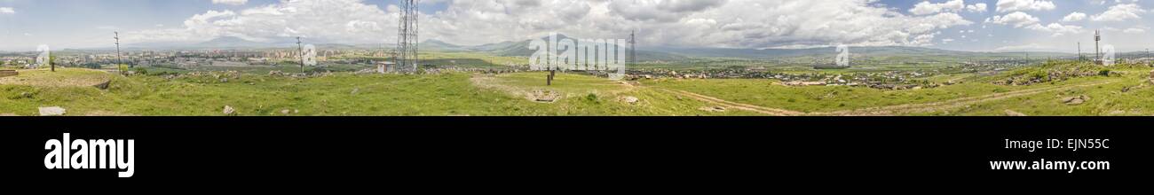 Scenic panorama of green landscape in Armenia Stock Photo