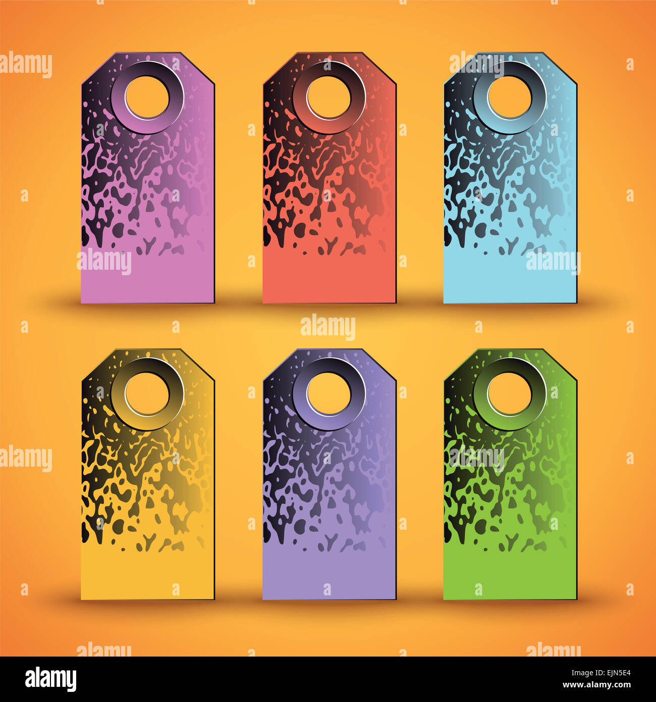 Set of the colorful tags on orange background. Vector illustration ...