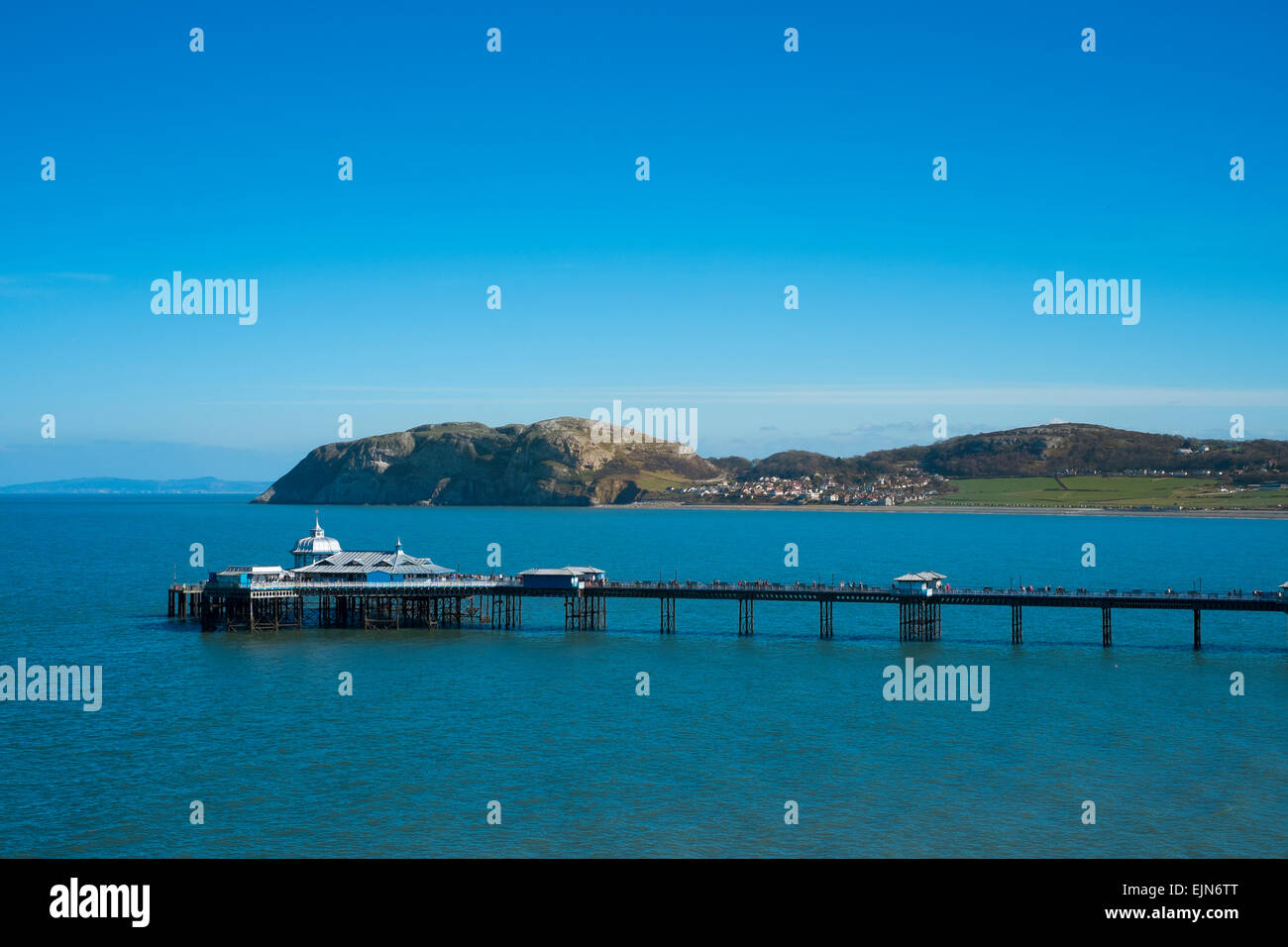 Llandudno pier and Little Orme seen from Great Orme, Conwy, Wales, UK Stock Photo
