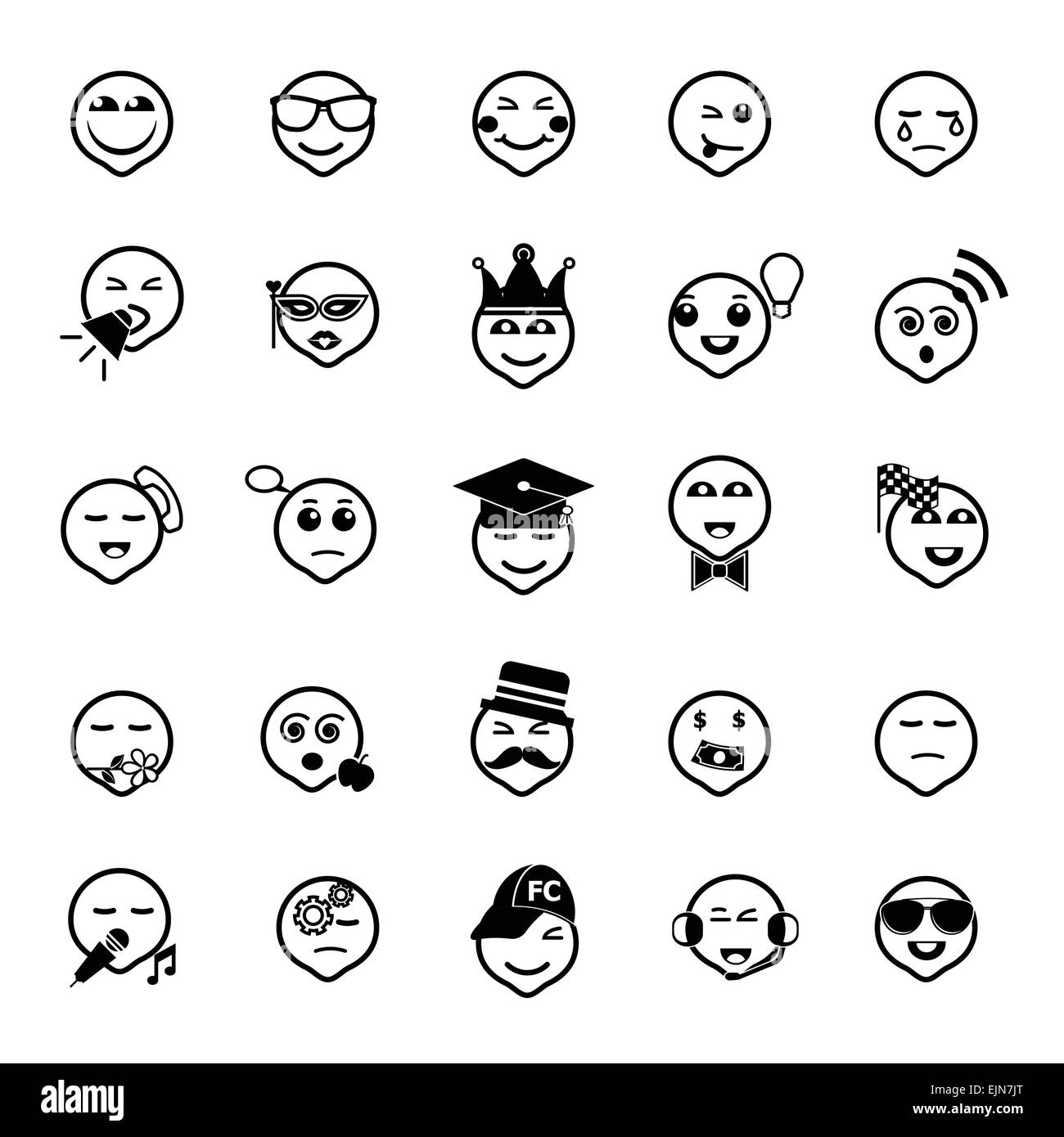 Face action line icons on white background, stock vector Stock Vector ...
