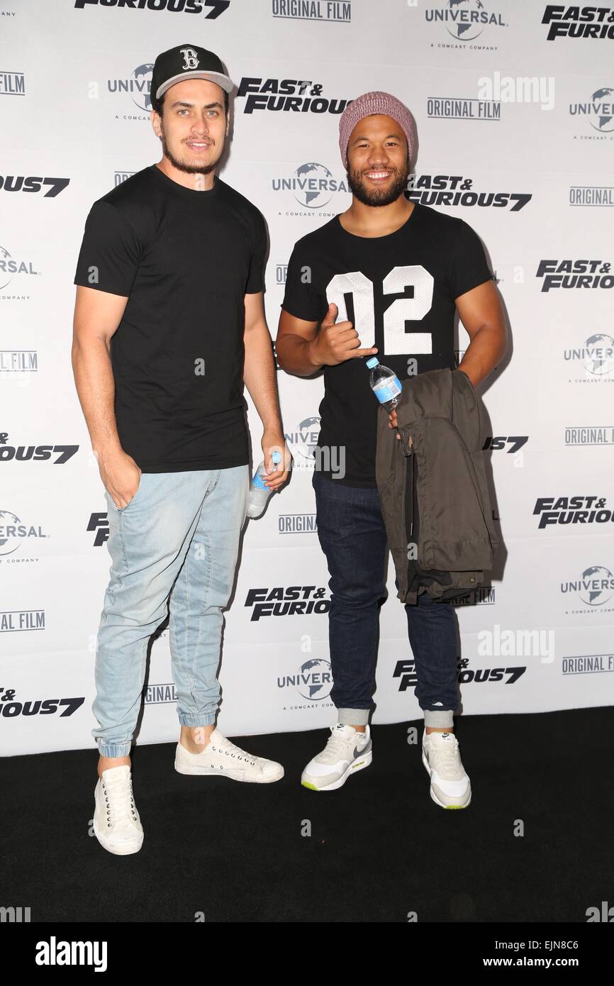 Sydney, Australia. 30 March 2015. Celebrities arrived on the red carpet for  the Sydney Premiere of Fast and Furious 7, in conjunction with Triple M  radio, held at Hoyts Entertainment Quarter. Credit: