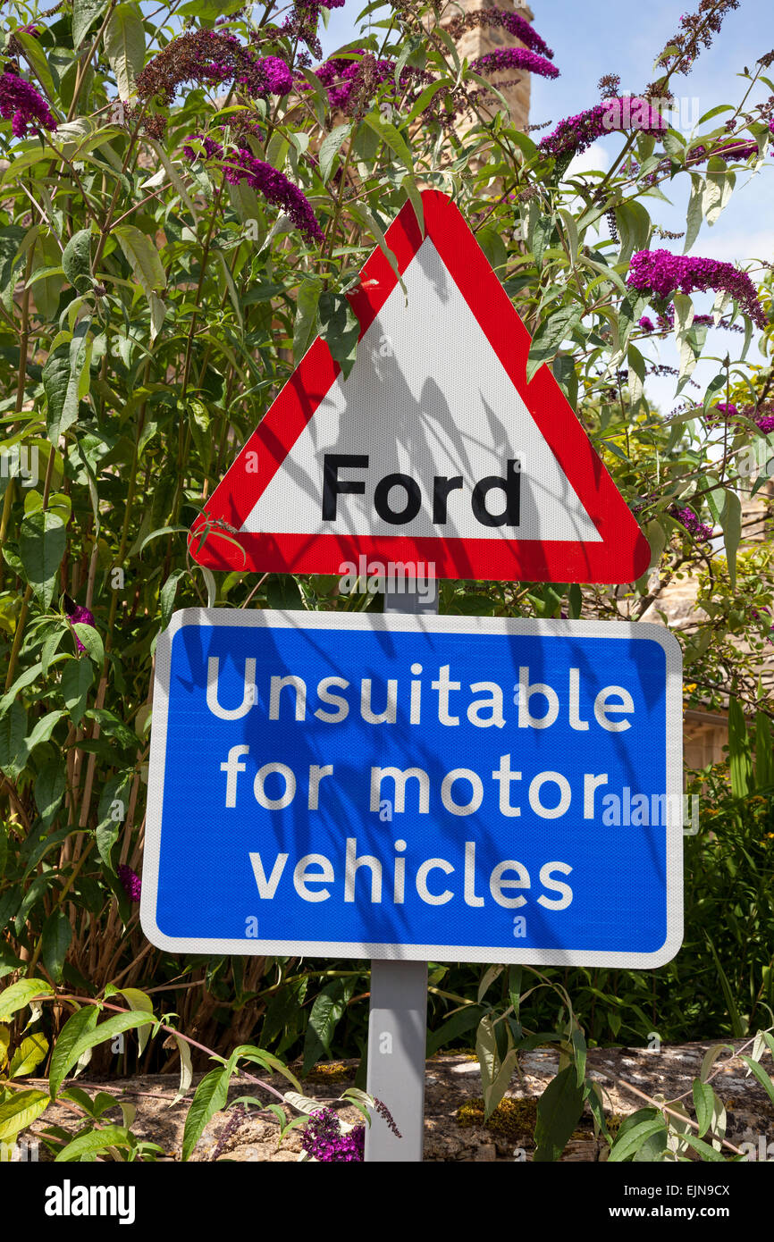 A Ford roadside sign in a village in the Cotswolds, England, U.K. Stock Photo