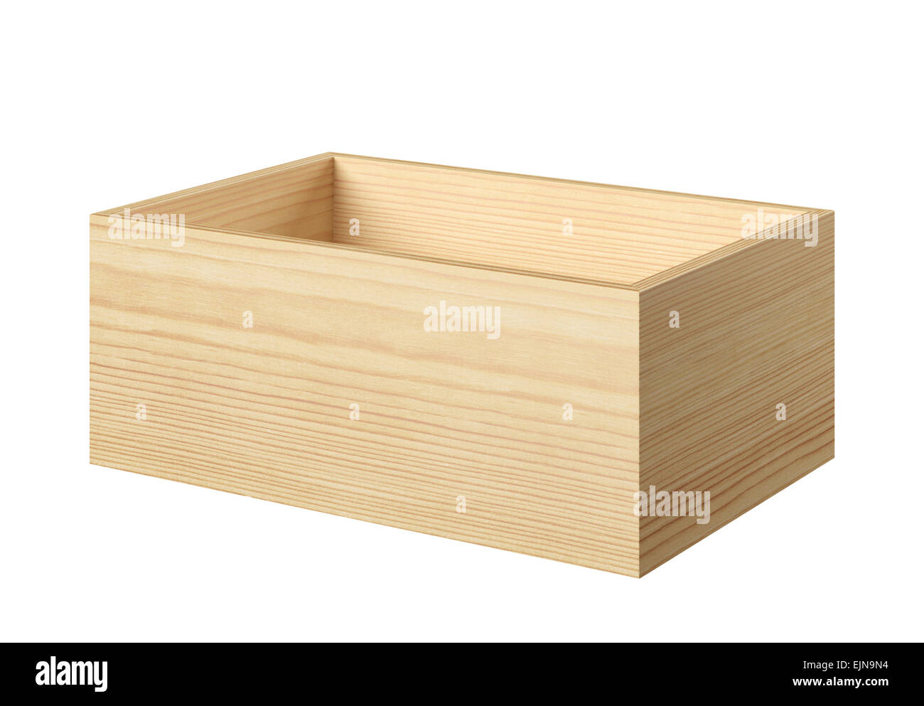 Empty wooden box isolated on white Stock Photo