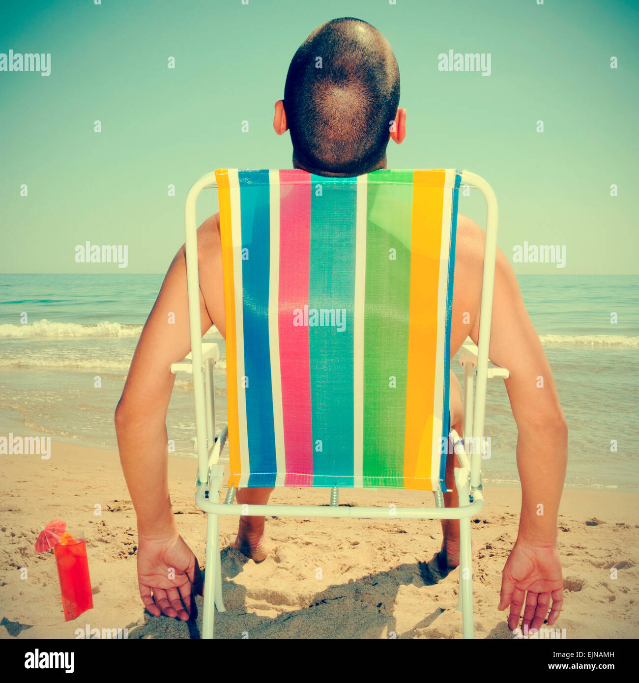 Vintage man beach drink hires stock photography and images Alamy