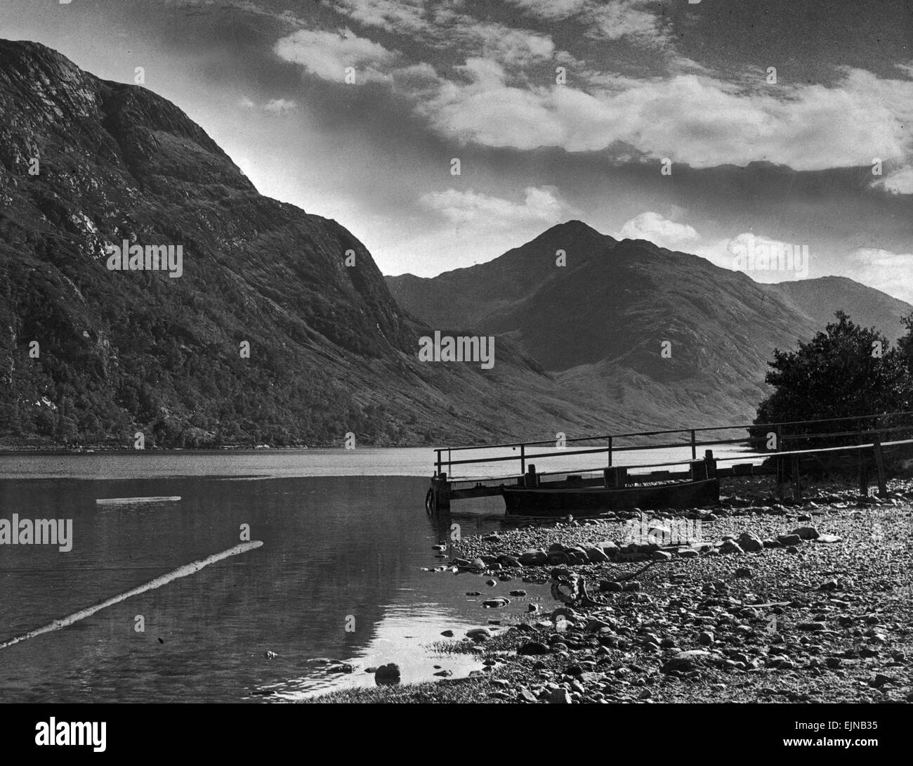 View of the hills overlooking Loch Shiel and the Glen 29/08/1946. Stock Photo