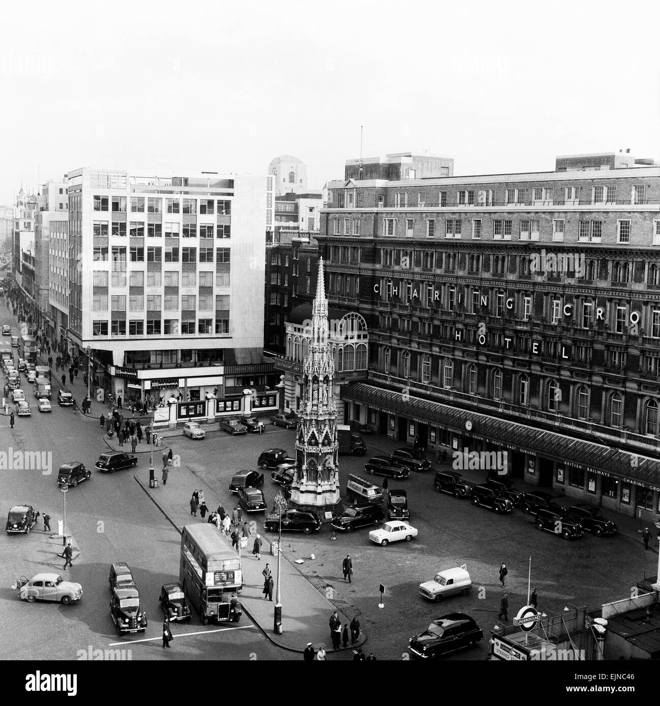 General view of Charing Cross and The Strand in Central London. 25th August 1969. Stock Photo