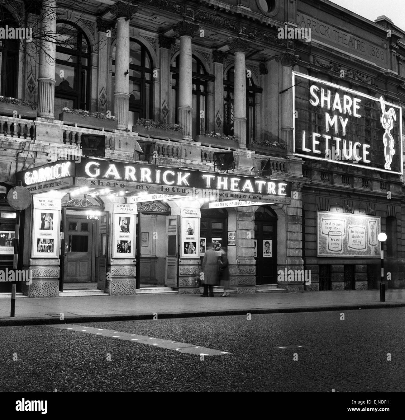 Exterior view of the Garrick Theatre in London's West End. April 1958. Stock Photo