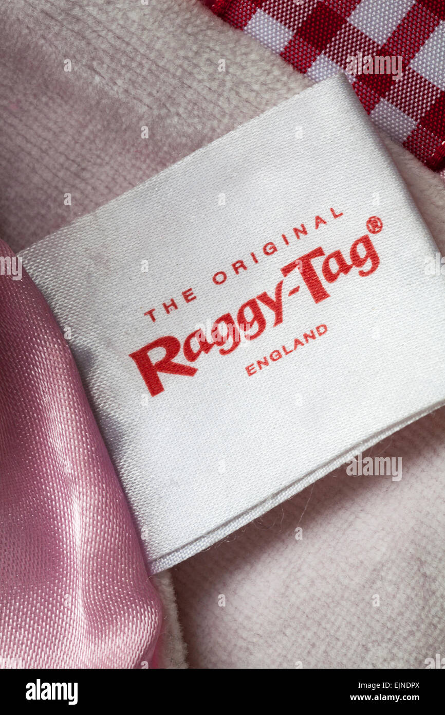 The Original Raggy Tag England Label On Baby Comfort Blanket Stock