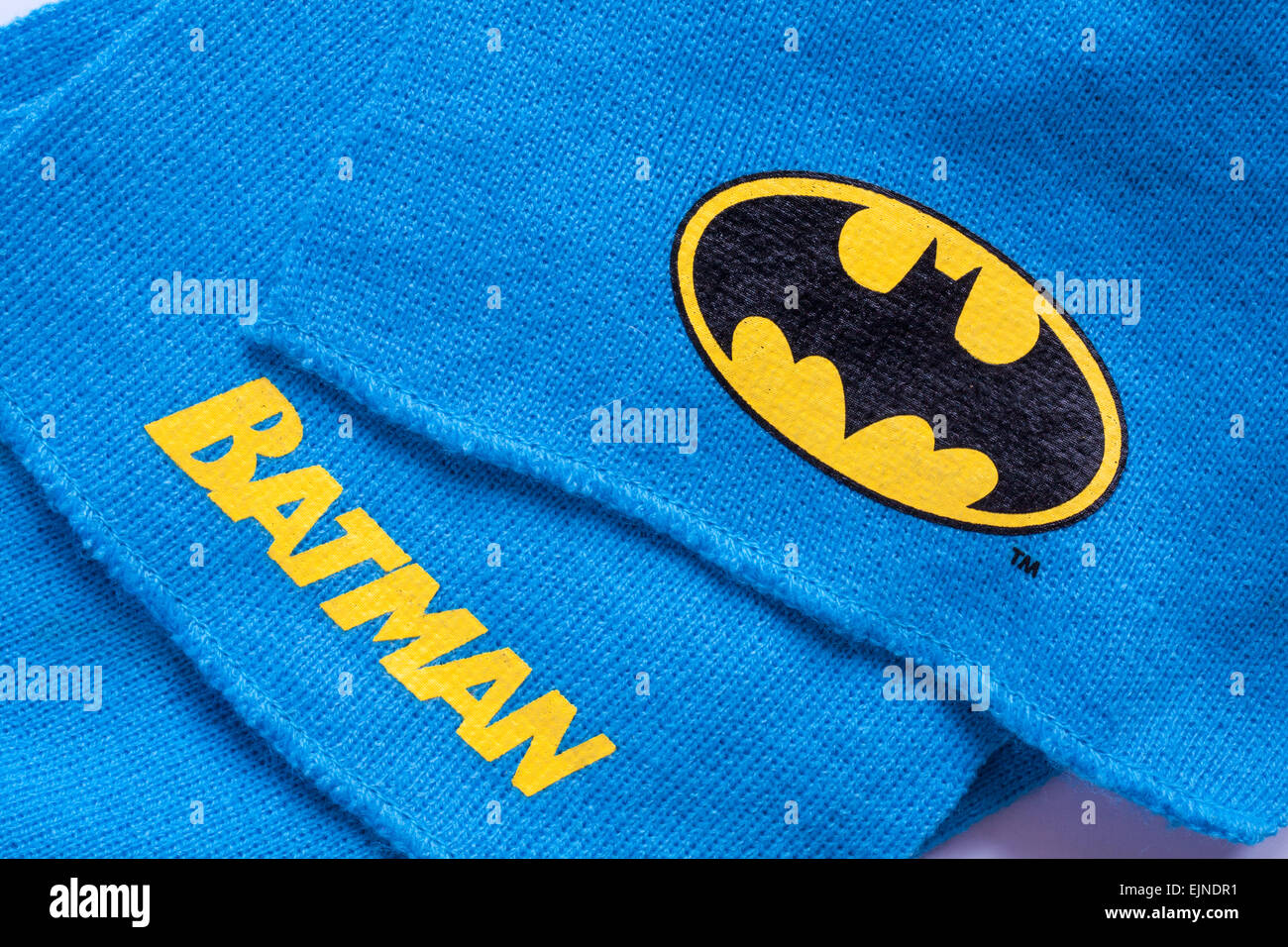 Detail on Batman child's scarf Stock Photo