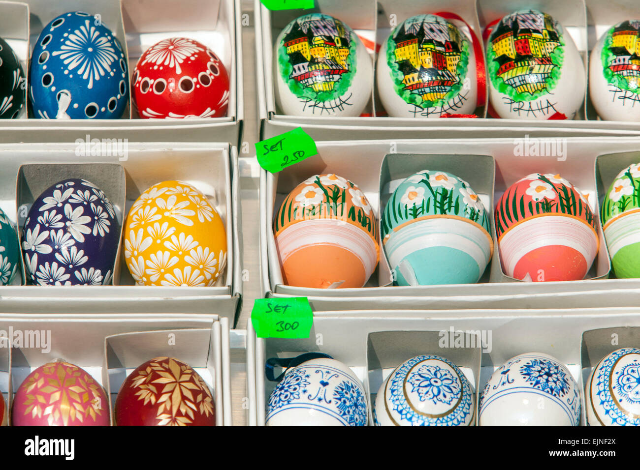 Traditional Easter eggs, handpainted eggs, Old Town Square stand