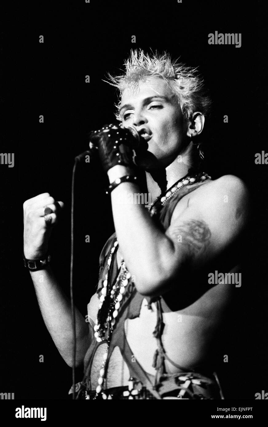 Billy Idol in concert on Long Island, New York. 11th September 1984. Stock Photo