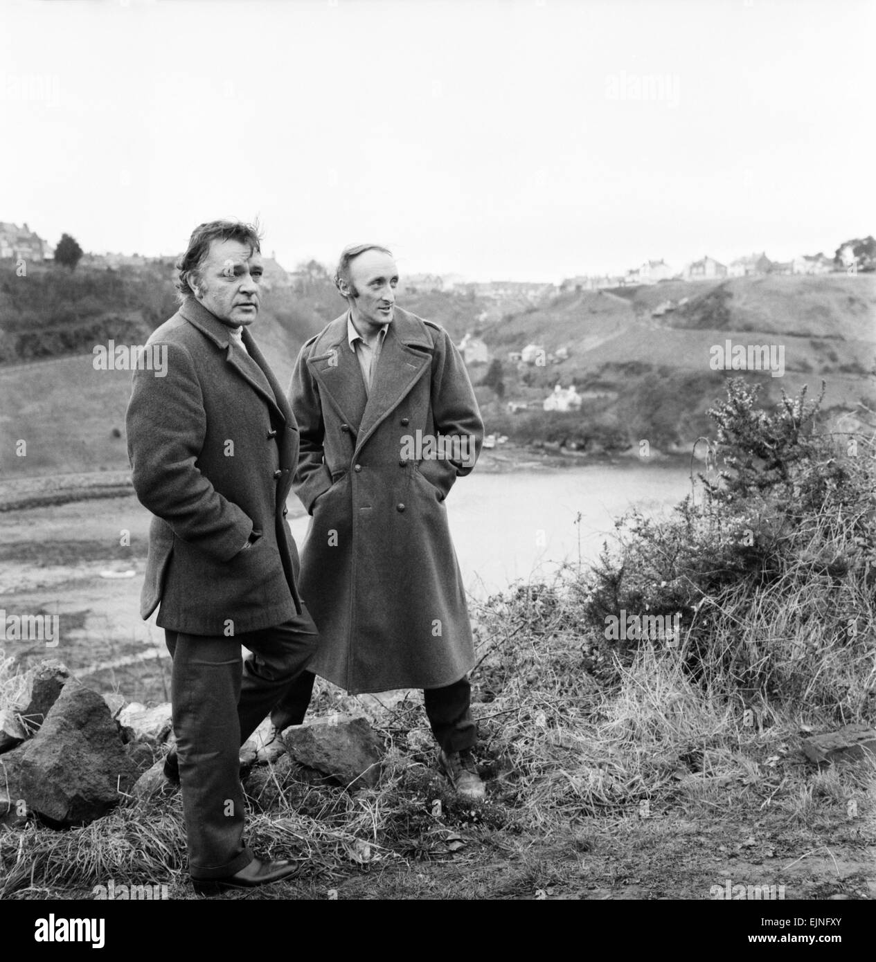 The locations for the film 'Under Milk Wood', depict the Welsh village of  Llaregub, So there in the village of Bugerall, Richard Burton contemplates  the scene. Fishguard is the location for this