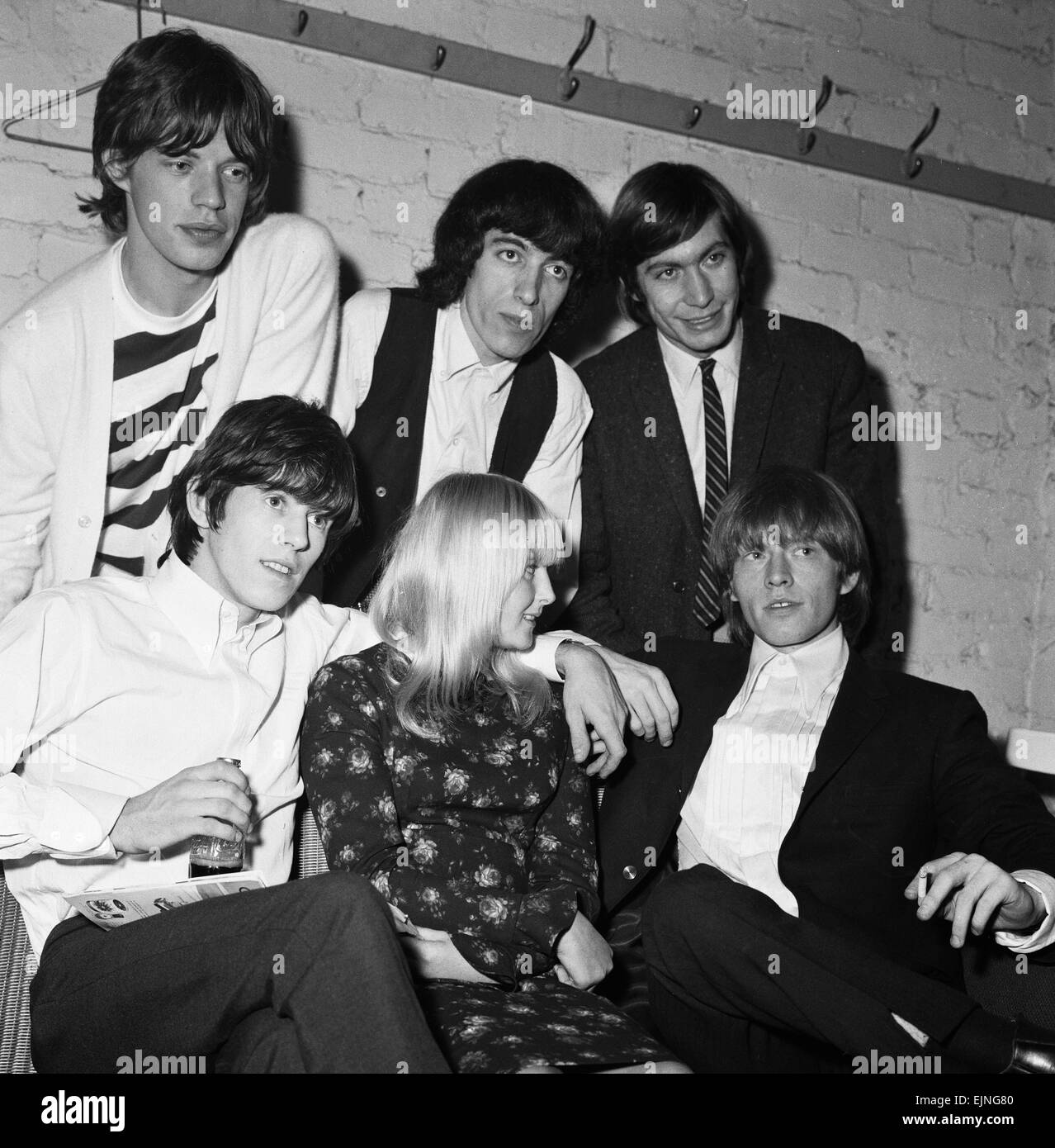 The Rolling Stones: With a fan at the ABC Cinema Chester while on tour with Inez & Charlie Foxx.. 14th September 1964. Stock Photo