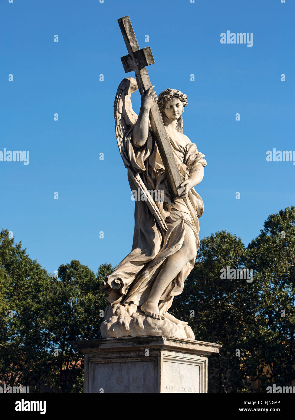 Rome, Italy Angel holding cross Bridge of Angels Stock Photo