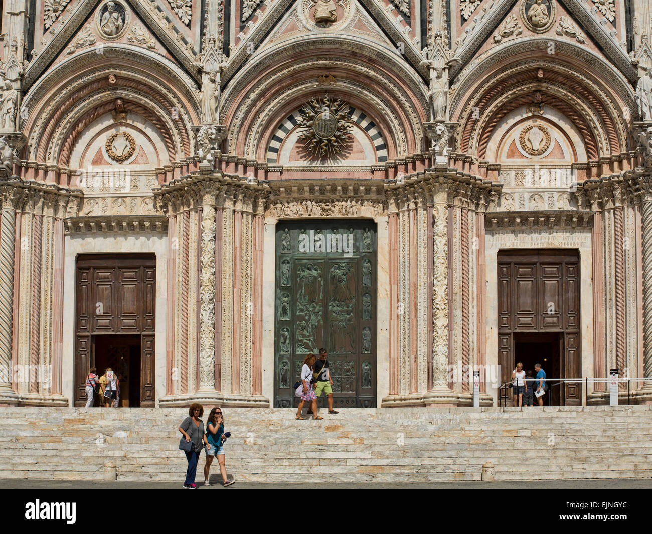 Siena Italy entrance doors cthedral statues Stock Photo Alamy