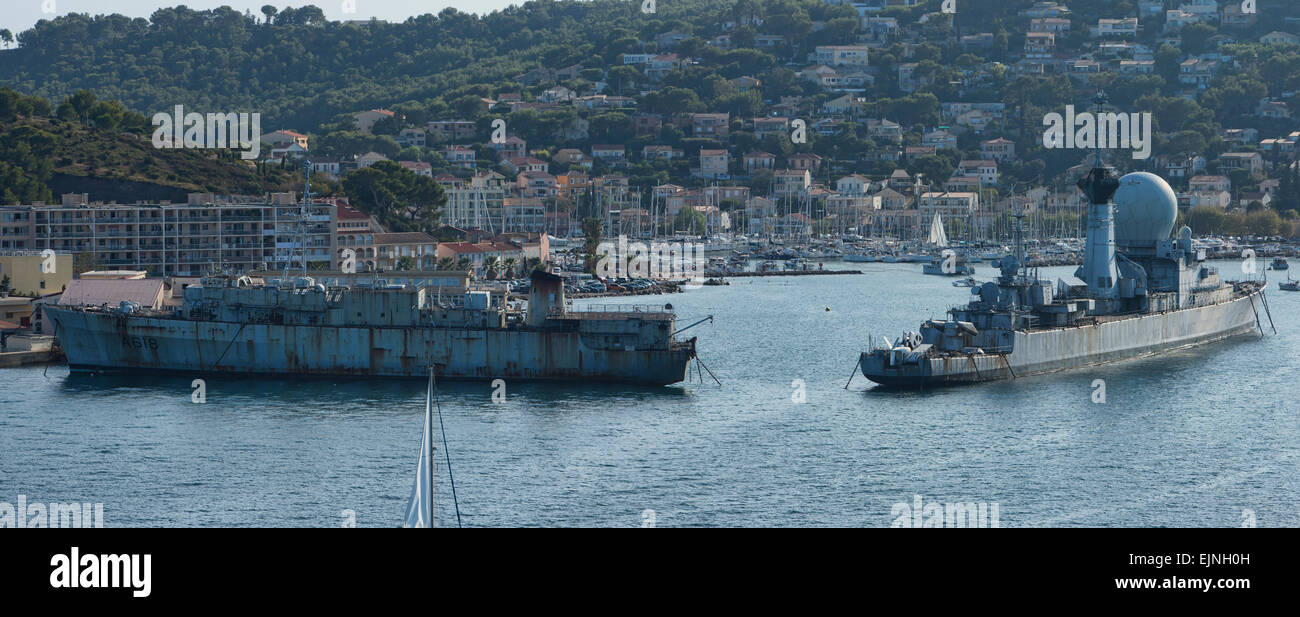 Toulon, France derelic French Navy ships panorama 6152 Stock Photo