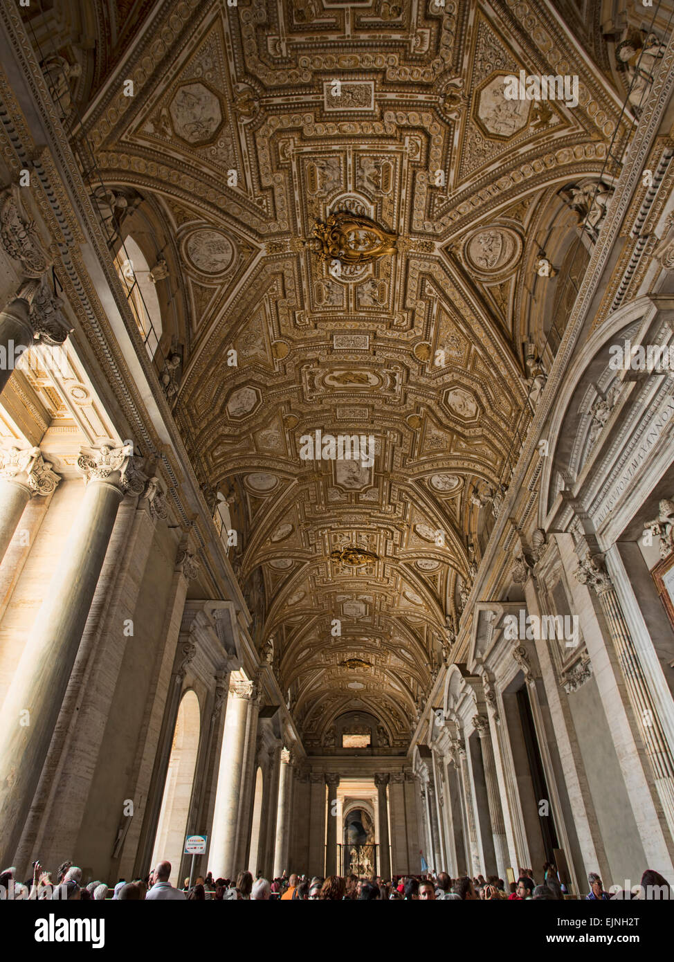 Rome, Italy, Vatican entrance St Peters Cathedral ceiling columns Stock Photo