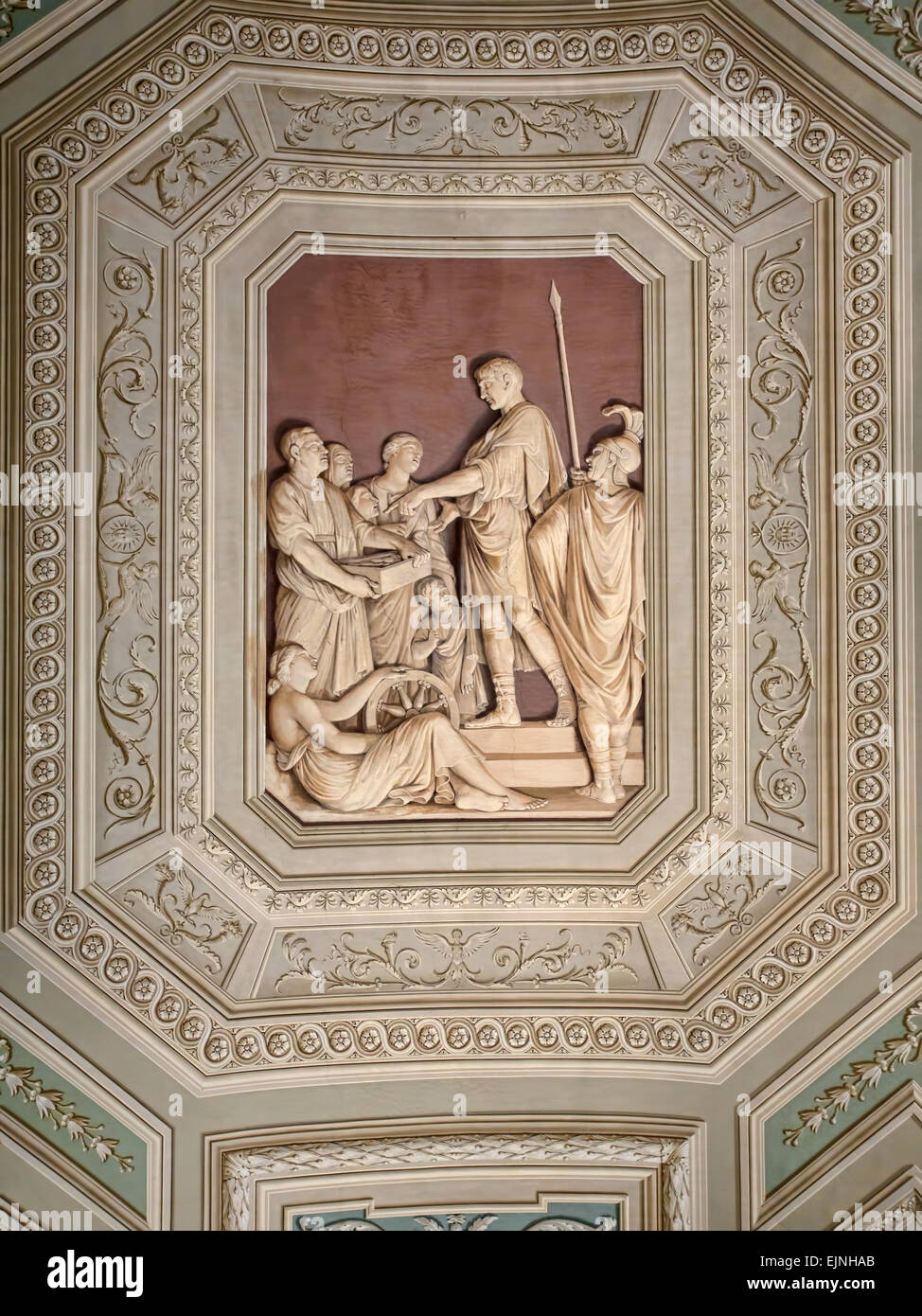 Rome, Italy, Vatican stone relief carving ceiling Stock Photo