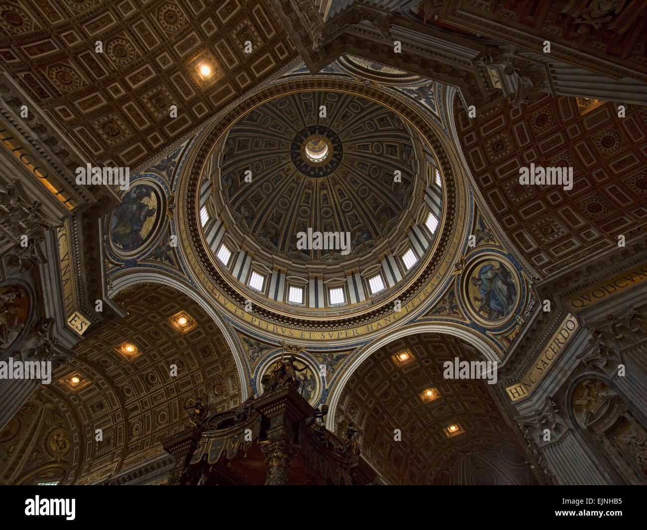 Rome, Italy, Vatican inside dome St Peters Basilica Stock Photo