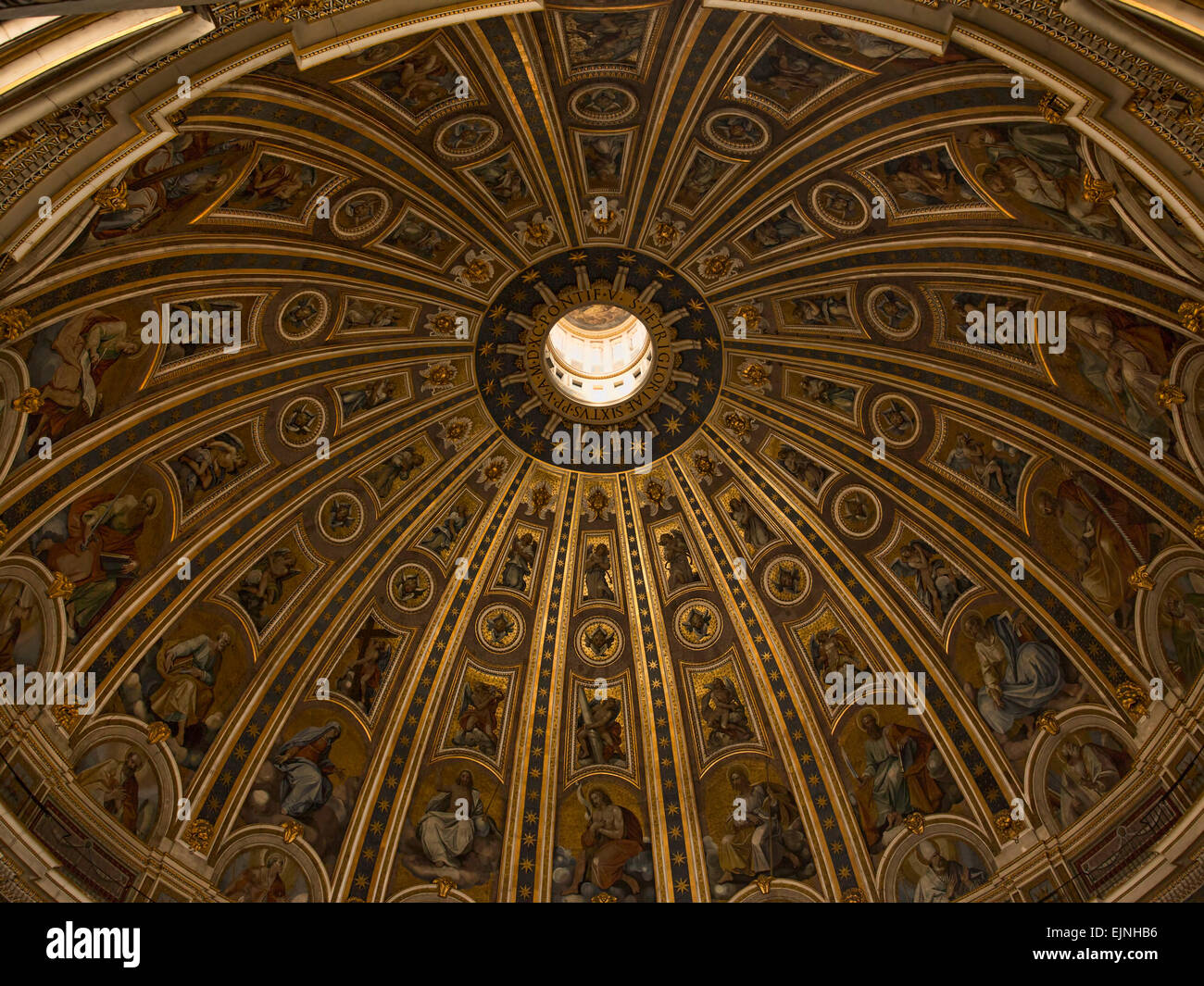 Rome, Italy, Vatican inside golden dome St Peters Basilica cathedral Stock Photo