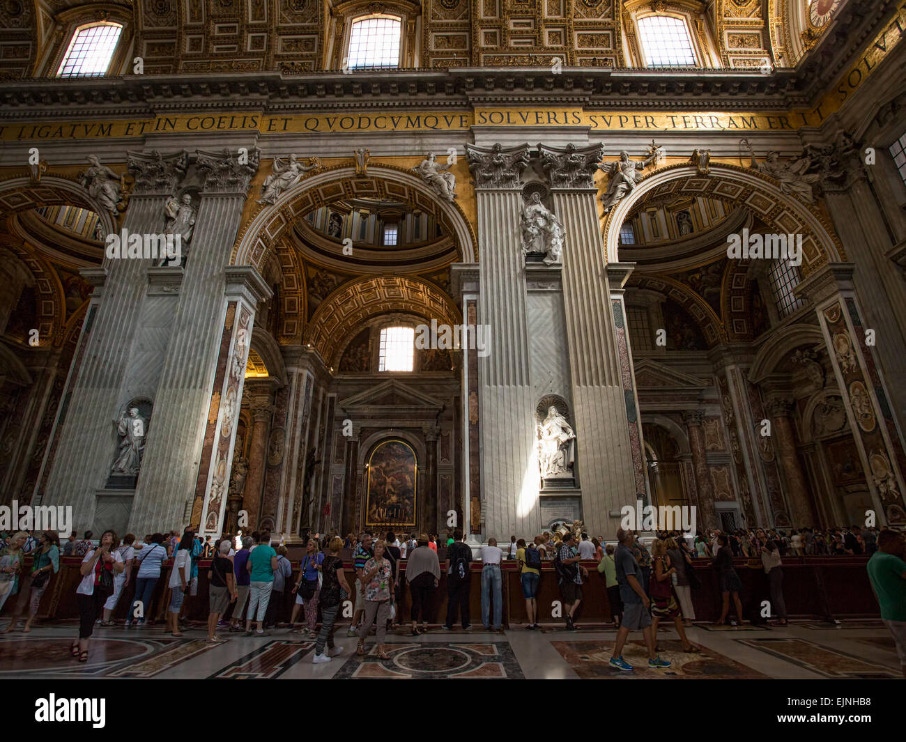 Rome, Italy, Vatican inside St Peters Cathedral tourists Stock Photo