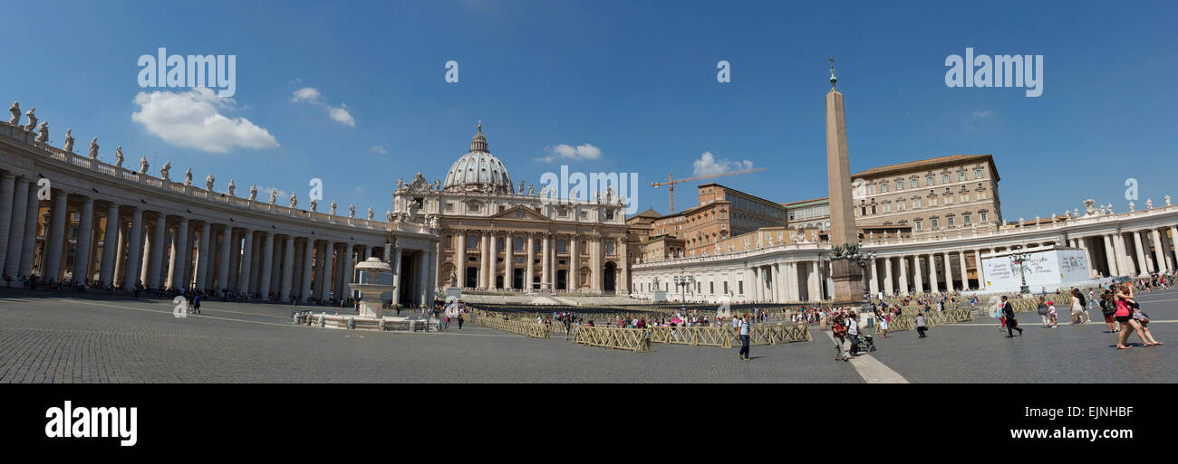 Vatican Rome, Italy St Peters Basilica front view panorama Stock Photo
