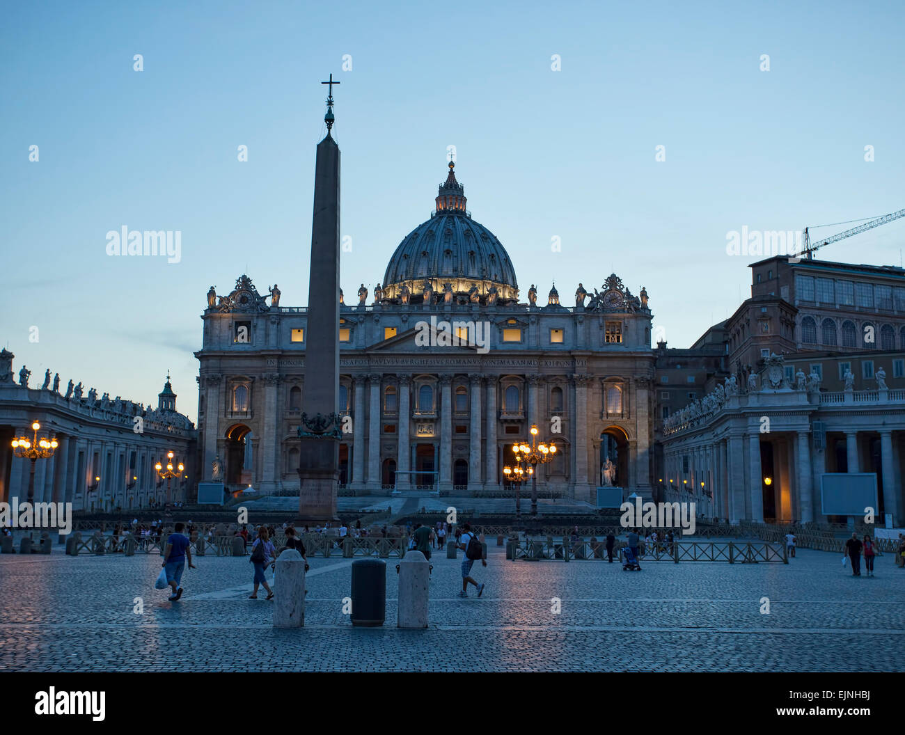 Vatican Rome, ItalySt Peters Cathedral night lights Stock Photo