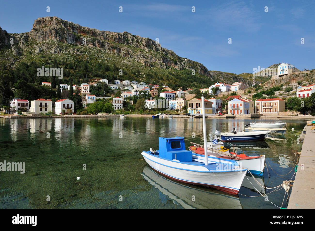 Kastellorizo. Dodecanese Islands. Greece. Port of Mandraki. Stock Photo