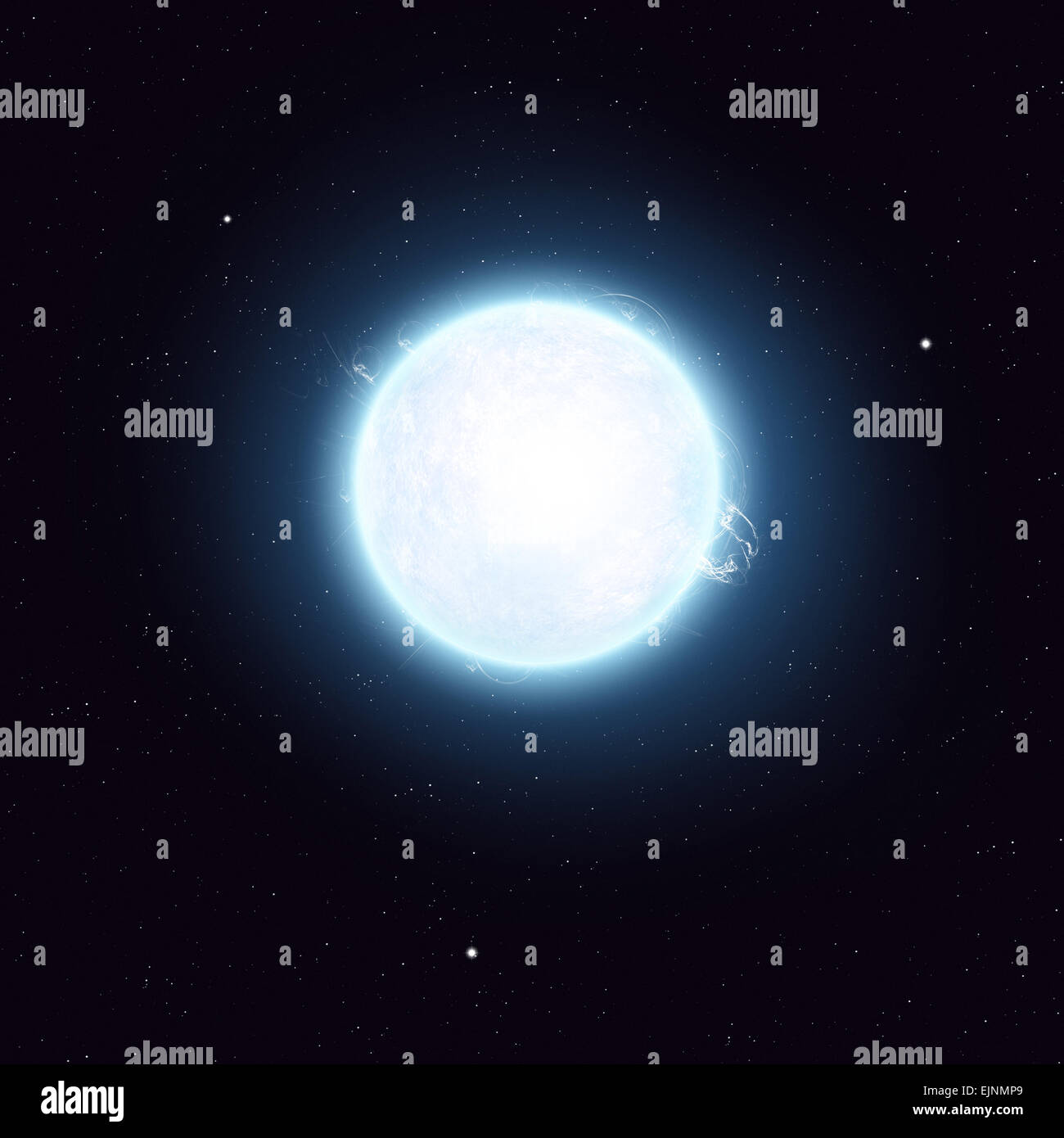 imaginary solar space blue star image with stars and lights Stock Photo