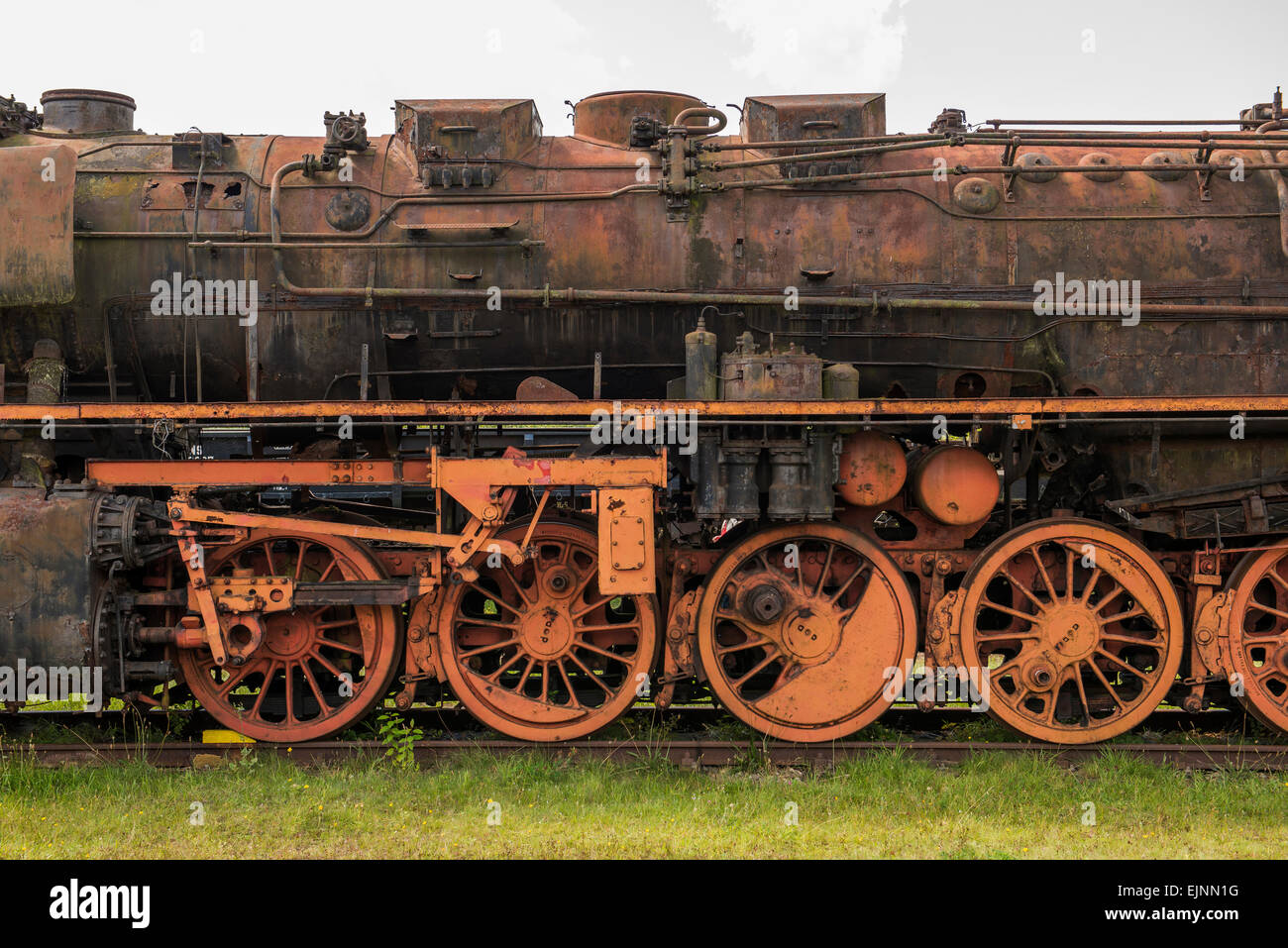 Old rusted, still to be restored, steam locomotive in the Netherlands Stock Photo