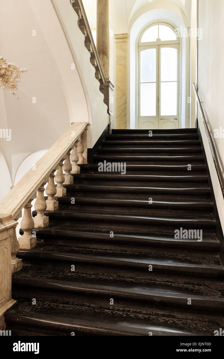 ancient staircase of a classic historic building, interior Stock Photo