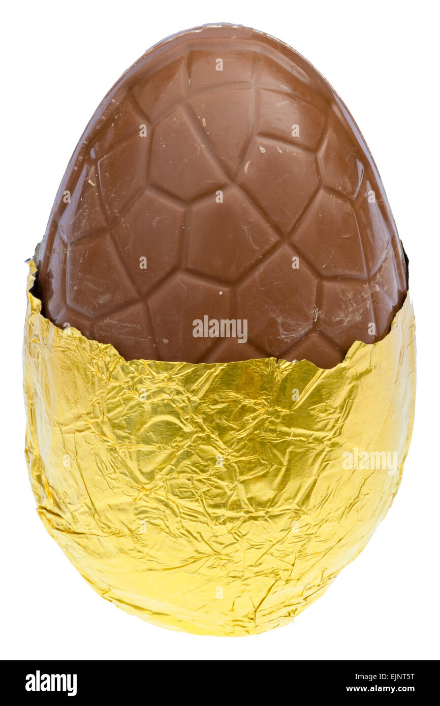 Easter egg with gold foil, UK. Stock Photo