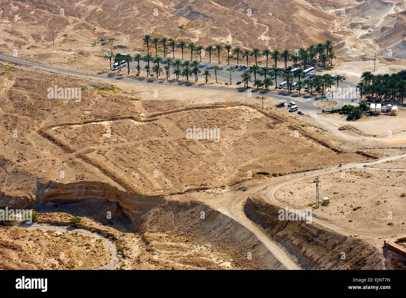 Roman Camp B. as seen from the top of Masada in Israel Stock Photo