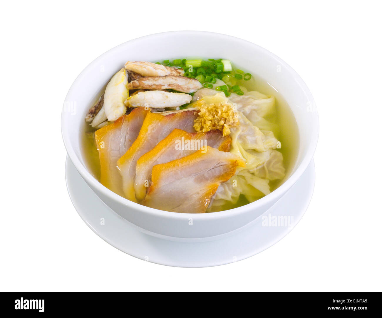 Dumpling soup with crab and pork, Thai style noodle Stock Photo