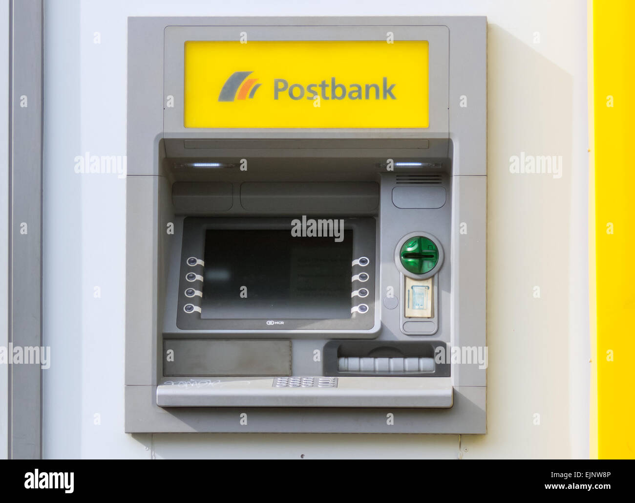 German Post Bank cash machine, Deutsche Post Shop, Dusseldorf Germany Stock Photo