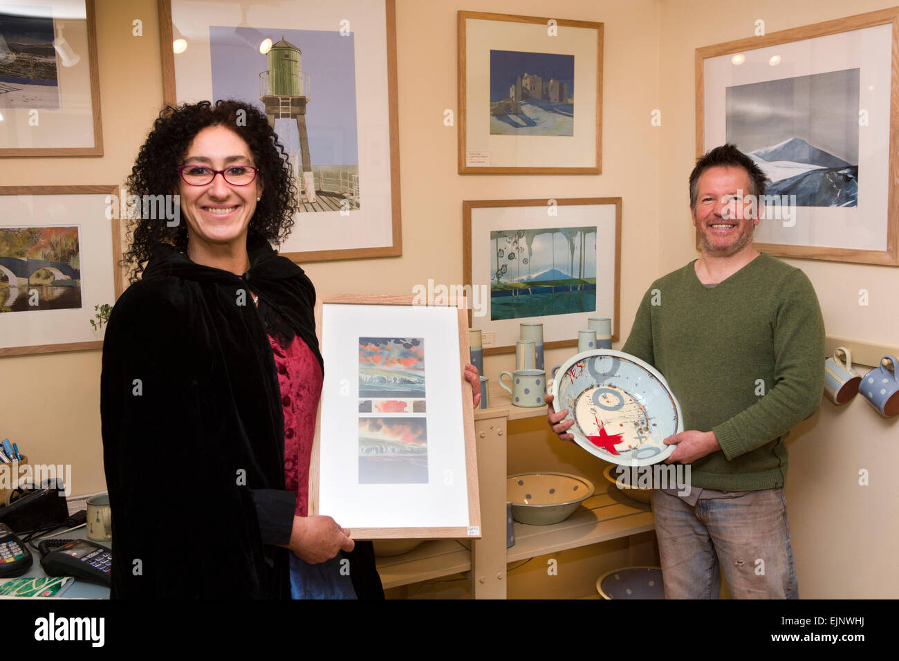 UK, England, Yorkshire, Grassington, Hannah Chesterman, David Ashby of the Courtyard Gallery and Pottery Stock Photo